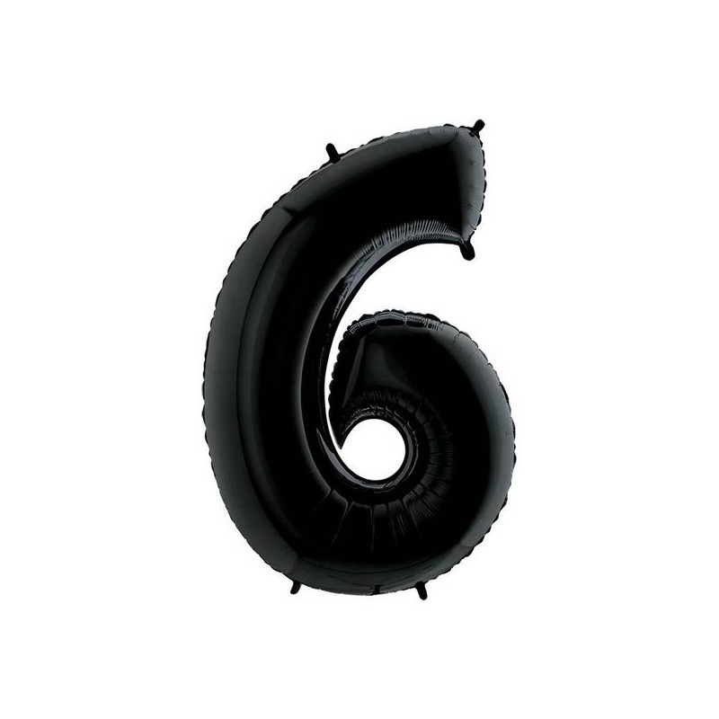 PALLONE NUMERO 6 MYLAR 102cm 40 NERO