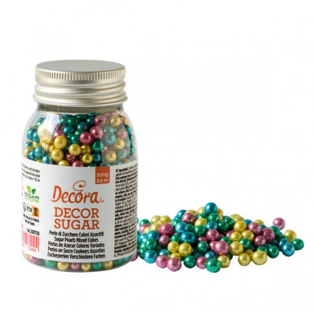 PERLE DI ZUCCHERO ø5mm METALLIZZATO 100gr COLORI ASSORTITI
