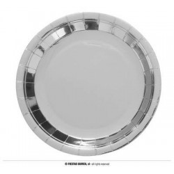 PIATTI CARTA PIANI ø23cm ARGENTO METAL 6pz