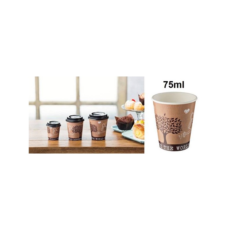 BICCHIERI CARTA+PE TAKE AWAY 75ml ø5,5x3,8cm 50pz COFFEE LEO