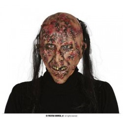 MASCHERA ZOMBIE INFETTO CON CAPELLI LATEX