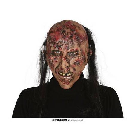 MASCHERA ZOMBIE INFETTO CON CAPELLI LATEX