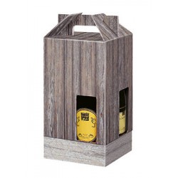 SCATOLA PORTA 4 BOTTIGLIE VINTAGE WOOD 18x18x38cm STICK