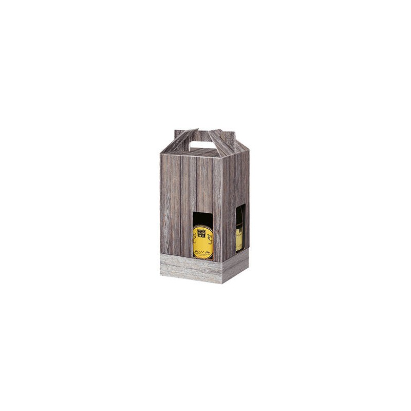 SCATOLA PORTA 4 BOTTIGLIE VINTAGE WOOD 18x18x38cm STICK