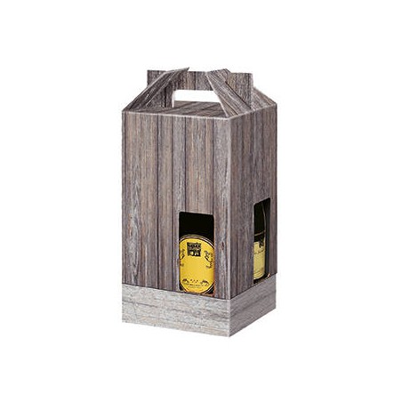 SCATOLA PORTA 4 BOTTIGLIE VINTAGE WOOD 18x18x38cm STICK