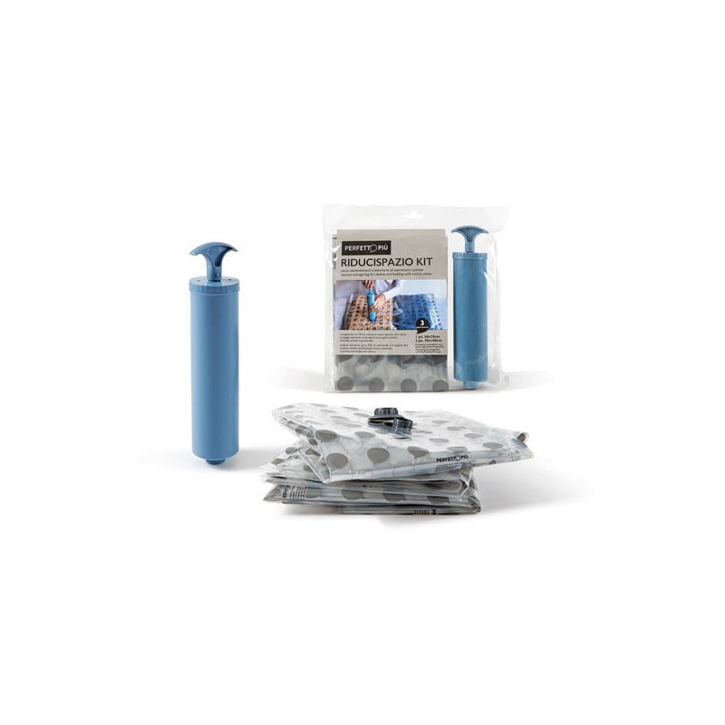 KIT SACCO CUSTODIA RIDUCISPAZIO 3pz + ASPIRATORE MANUALE