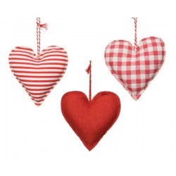 CUORI IN TESSUTO H.10cm MIX ASS.TI ROSSO-BIANCO 1pz