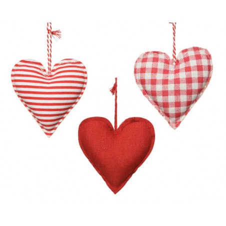 CUORI IN TESSUTO H.10cm MIX ASS.TI ROSSO-BIANCO 1pz