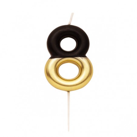 CANDELINA NUMERO 8 NERO/ORO 10,5cm