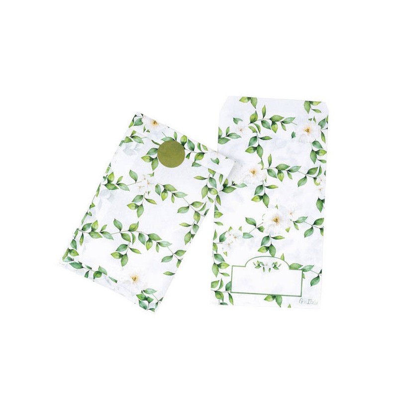 SACCHETTO IN CARTA 8x14cm STAMPA CAMELIA 10pz