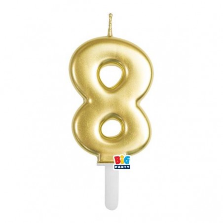 CANDELINA NUMERO 8 TINY PLUMP ORO METAL 7cm