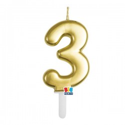 CANDELINA NUMERO 3 TINY PLUMP ORO METAL 7cm