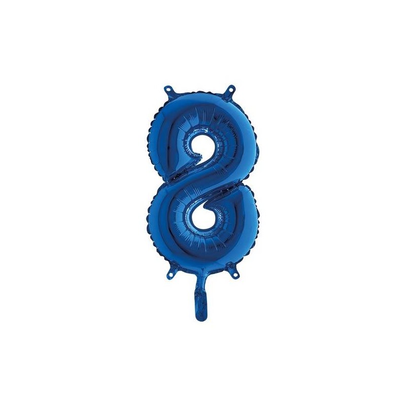 PALLONE NUMERO 8 MYLAR 14 36cm BLU