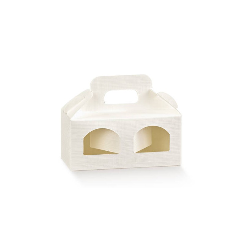 SCATOLA PORTA 2 VASETTI 11x5x5cm SETA BIANCO 10pz