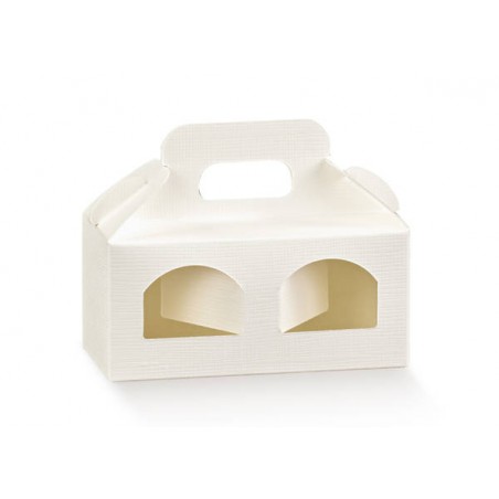 SCATOLA PORTA 2 VASETTI 11x5x5cm SETA BIANCO 10pz