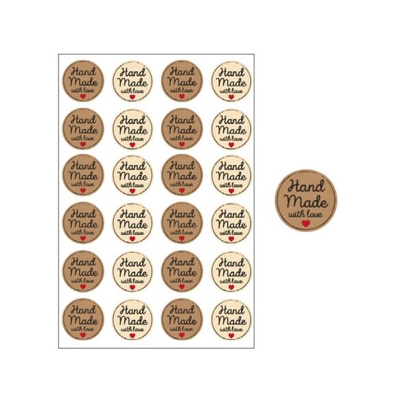 ETICHETTE ADESIVE HAND MADE WITH LOVE ø3x3cm 240pz