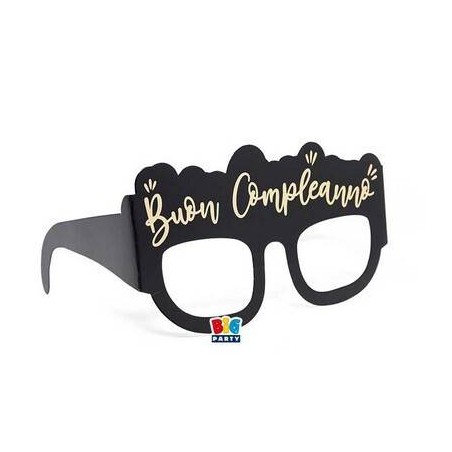OCCHIALINI IN CARTA BUON COMPLEANNO ORO 6pz