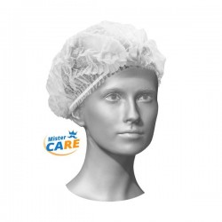 Mr.Care - CUFFIA COPRICAPO PLISSè SAFE CAP BIANCA 100pz