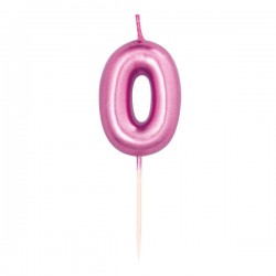 CANDELINA NUMERO 0 METAL FUCSIA 7cm