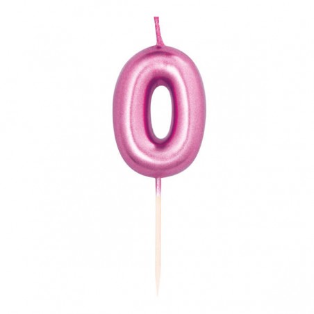 CANDELINA NUMERO 0 METAL FUCSIA 7cm