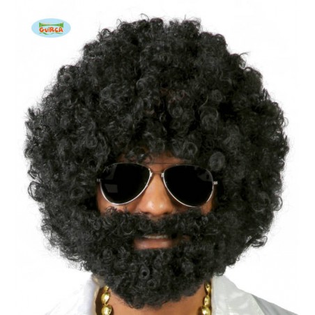 PARRUCCA AFRO CON BARBA NERA