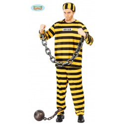 COSTUME PRIGIONIERO RIGHE NERE GIALLE TG.52/54