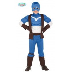 COSTUME CAPITAN SUPER EROE BAMBINO 5-6 ANNI