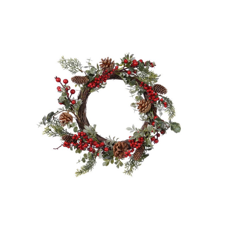 CORONA CON PIGNE E BACCHE ø40cm