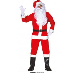 VESTITO BABBO COMPLETO DI COPRISCARPE,BARBA,PARRUCCA E SOPRACCIGLIA TG.XL 56-58