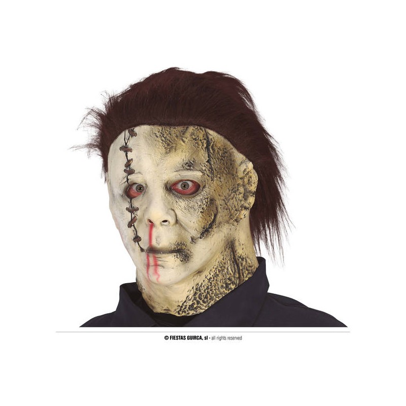 MASCHERA ASSASSINO CUOIO CON CAPELLI IN LATEX