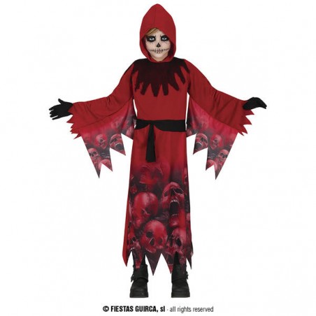 COSTUME STREGONE DELLA MORTE ROSSO 10-12 ANNI