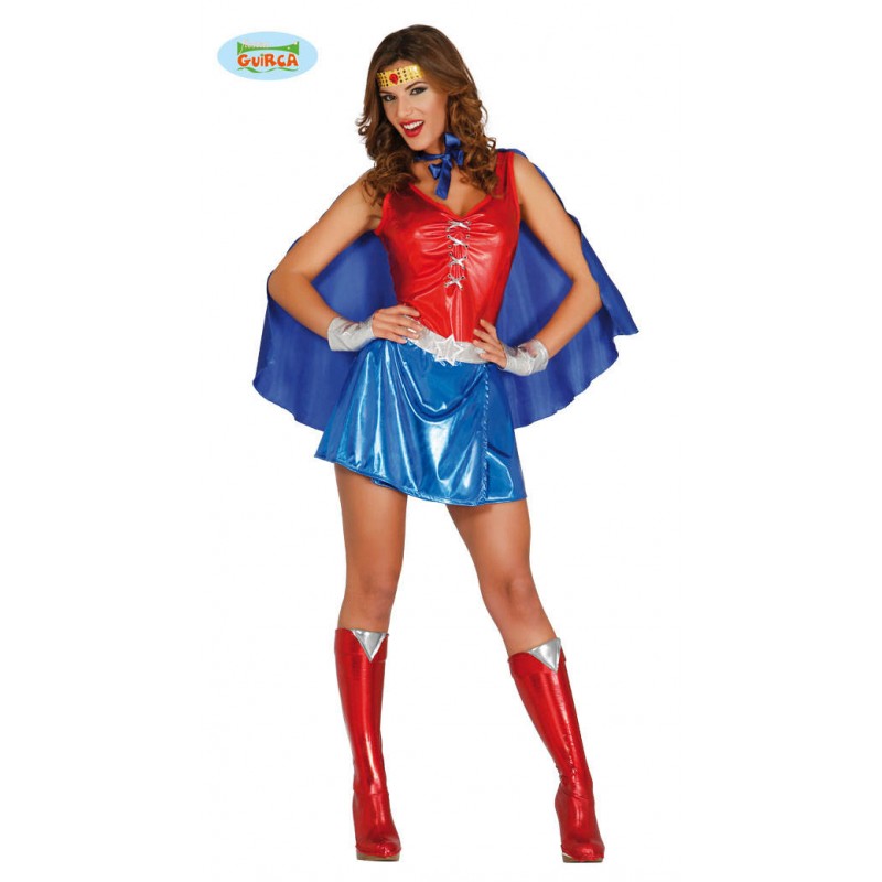 COSTUME POWER WOMAN FASCIA VESTITO CON MANTELLO TG.L