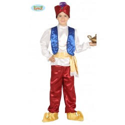 COSTUME PRINCIPE DEL DESERTO CAPPELLO GILET CAMICIA CINTURA E PANTALONI TG.7-9 ANNI