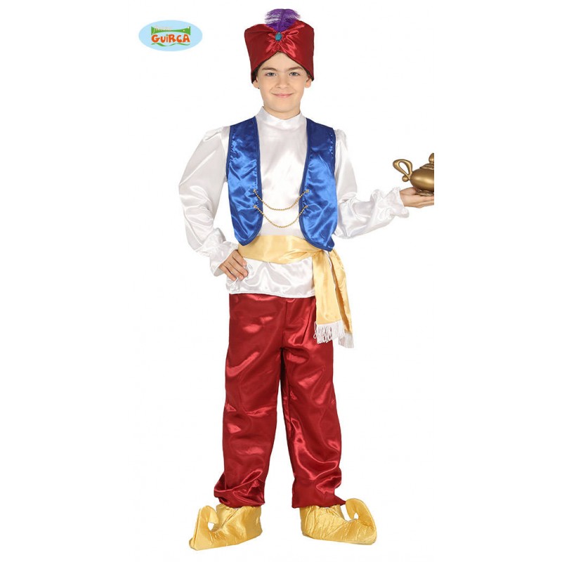 COSTUME PRINCIPE DEL DESERTO CAPPELLO GILET CAMICIA CINTURA E PANTALONI TG.7-9 ANNI