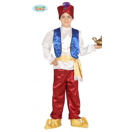 COSTUME PRINCIPE DEL DESERTO CAPPELLO GILET CAMICIA CINTURA E PANTALONI TG.7-9 ANNI