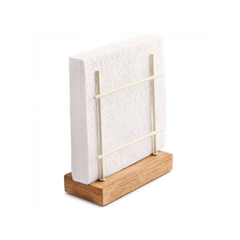 PORTA TOVAGLIOLO VERTICALE METAL E LEGNO 15x7x17cm COL.PANNA