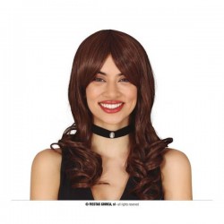 PARRUCCA CAPELLI CASTANI LUNGHI CON FRANGIA