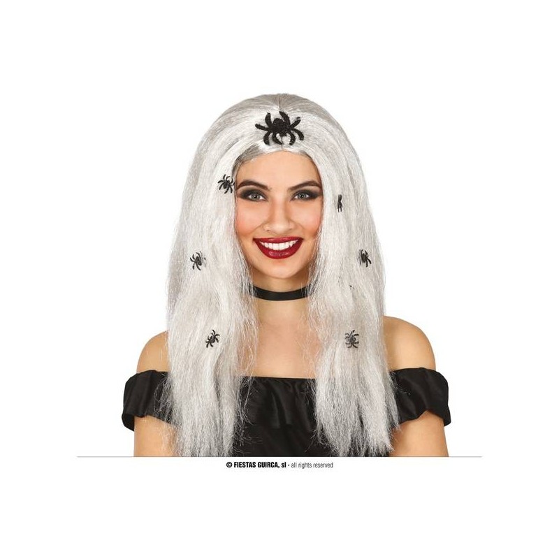 PARRUCCA CAPELLI GRIGI CON RAGNI