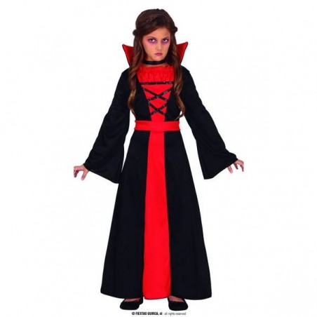 COSTUME BAMBINA VAMPIRO ABITO LUNGO CON COLLETTO 3-4 anni
