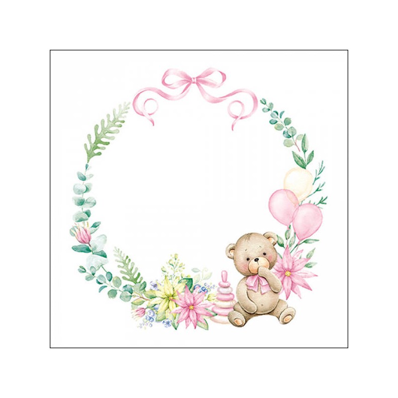 TOVAGLIOLI 33x33 BABY TEDDY BEAR ROSA 20pz
