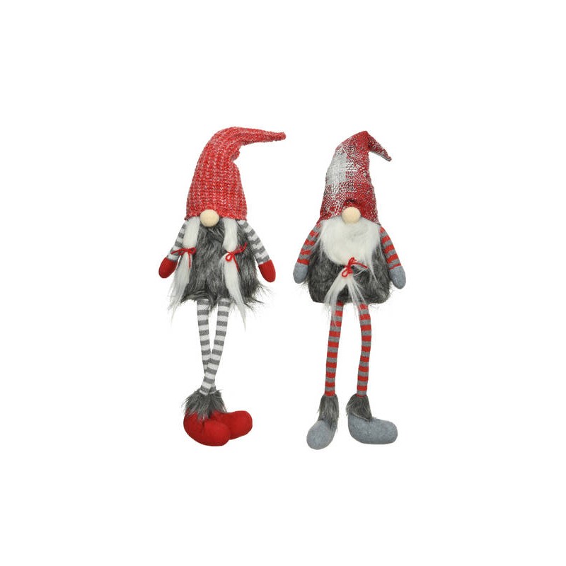 GNOMO IN PIEDI C/CAPPELLO H.68cm ROSSO E GRIGIO 2ass 1pz
