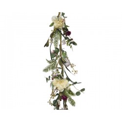 GHIRLANDA VERDE C/FIORI E ROSE H.150cm