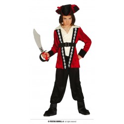 COSTUME PIRATA PANTALONI MAGLIA GIACCA CON CINTURA E CAPPELLO 5-6 ANNI