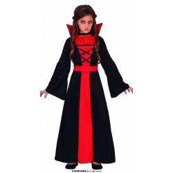 COSTUME BAMBINA VAMPIRO ABITO LUNGO CON COLLETTO 5-6 anni