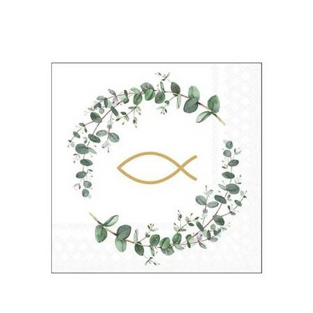 TOVAGLIOLI 25X25 RAMI COMUNIONE BIANCHI 20pz