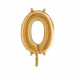 PALLONE NUMERO 0 MYLAR 36cm ORO