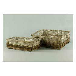 CESTO RETTANGOLARE S2 RATTAN 53,5x39x18,5 - 47x33x14,5cm MARRONE SET 2pz