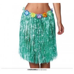 GONNA HAWAIANA VERDE E FIORI 50cm