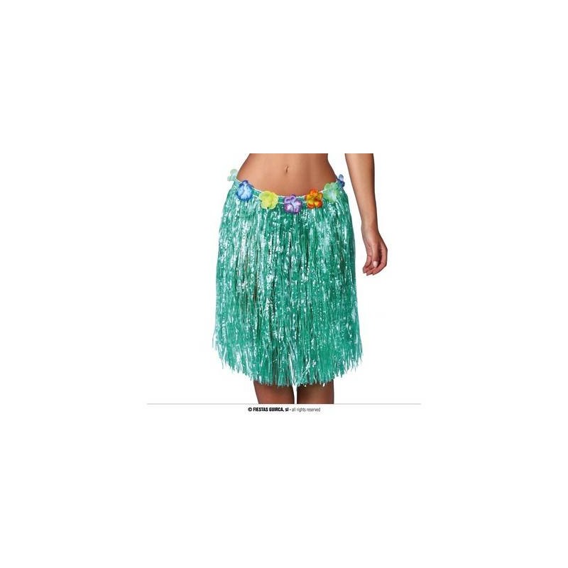 GONNA HAWAIANA VERDE E FIORI 50cm