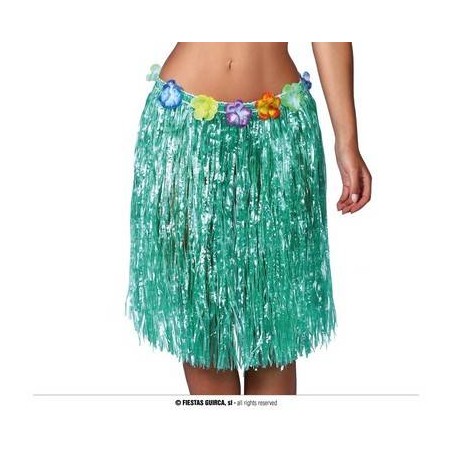GONNA HAWAIANA VERDE E FIORI 50cm